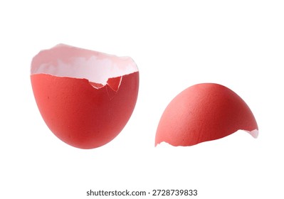 Cracked dyed Easter egg on white background