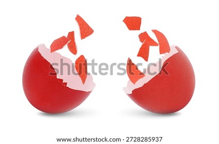 Cracked dyed Easter egg on white background