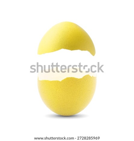 Cracked dyed Easter egg on white background