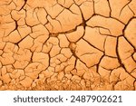 Cracked Earth. An arid landscape with cracked, dry earth patterns in a warm orange hue.