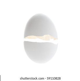Cracked Egg Isolated Over White