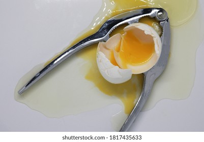 Cracked Egg With Runny Egg Yolk