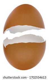 Cracked Egg Shell Isolate In White Background