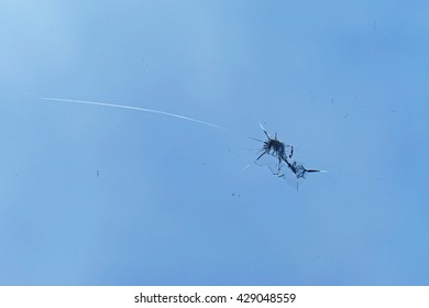 Cracked Glass And Broken Car Windshield