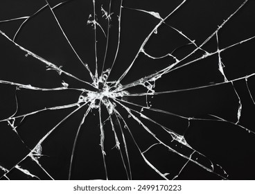 cracked glass isolated in black background