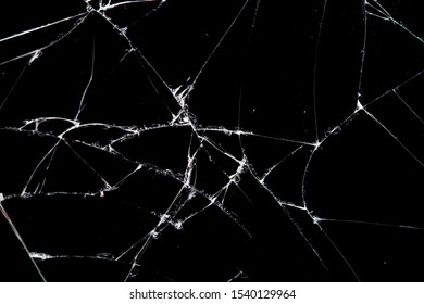 cracked glass isolated on a black background. broken  - Shutterstock ID 1540129964