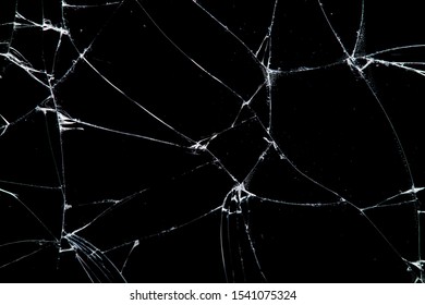 cracked glass isolated on a black background. broken  - Shutterstock ID 1541075324