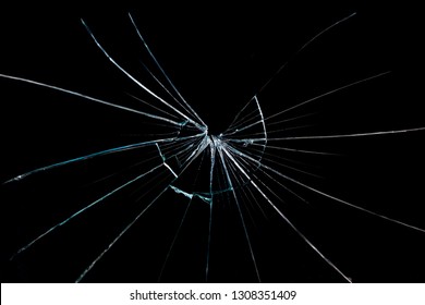 cracked glass on black background