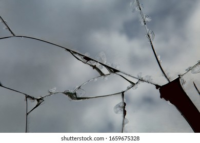 Cracked glass ,The mirror crack Texture Background.