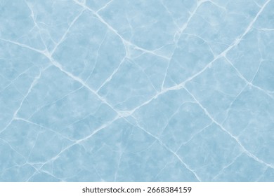 Cracked Ice Texture Background in Horizontal Orientation, Frozen Blue Surface for Winter, Cold Drink and Creative Design