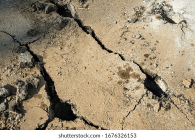 Cracked Old Concrete Road By Giant Stock Photo 1676326153 | Shutterstock