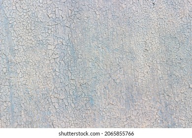 Cracked Paint On Blue Wall, Dry Cracked Paint Texture, Use As Background