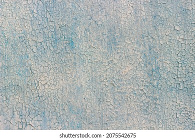 Cracked Paint On Blue Wall, Dry Cracked Paint Texture, Use As Background