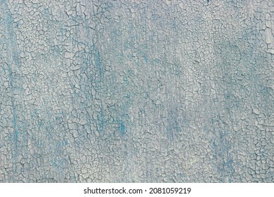 Cracked Paint On Blue Wall, Dry Cracked Paint Texture, Use As Background