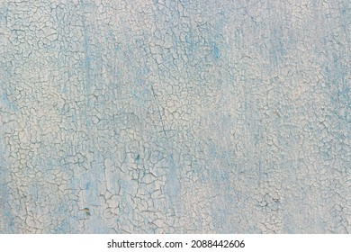 Cracked Paint On Blue Wall, Dry Cracked Paint Texture, Use As Background