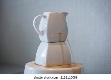 Cracked Porcelain, Leak From Hole On Side Of Porcelain Jug