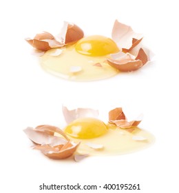 Cracked Raw Chicken Egg Isolated