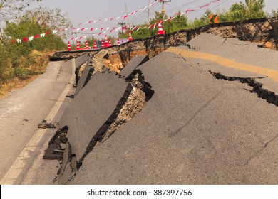 Cracked road after the earthquake