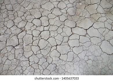 Cracked Soil In Drought And Dry Season In Rural Area. Soil Restore Is Needed To Develop The New Soil Food Web For Sustainable Farming And Planting