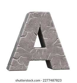 Cracked stone font 3d rendering letter A