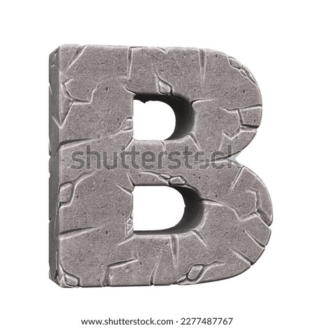 Cracked stone font 3d rendering letter B