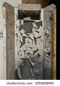 Cracked And Textured Peeling Paint On Old Ceiling Light