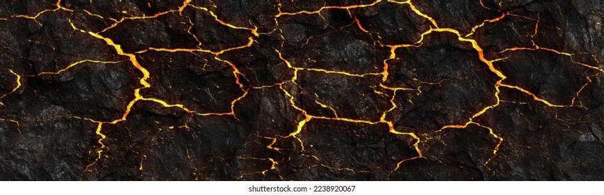 Cracked volcanic bedrock with lava flow underneath - Shutterstock ID 2238920067