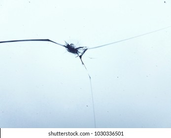 Cracked windshield with fissure lines, abstract background aith copy space