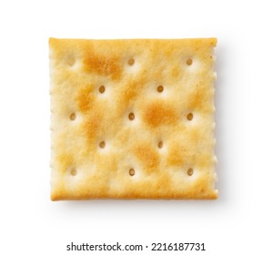 Cracker placed on white background. Viewed from above.