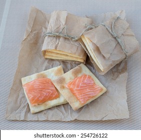 Cracker with a salmon