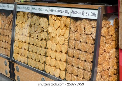 cracker stack in market, Japan