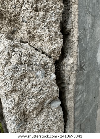Similar – Image, Stock Photo concrete pillar broken by shards and a road sign against a gloomy sky