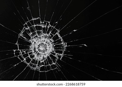 cracks on the glass impact on the glass, abstract background broken window damage - Shutterstock ID 2268618759