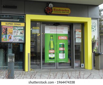 Cracow, Poland - April 2021: An Entrance To Store Network Named 