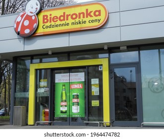 Cracow, Poland - April 2021: An Entrance To Store Network Named 