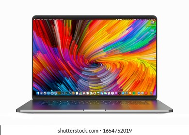 Cracow, Poland - February 24, 2020 : MacBook Pro a new version OS for Mac of the laptop from Apple