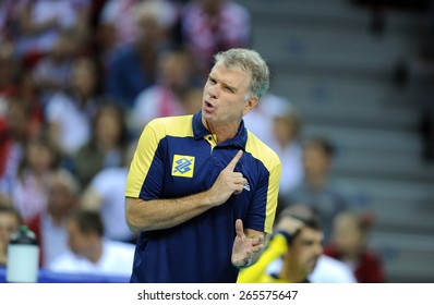 CRACOW, POLAND - JUNE 20, 2015: FIBV World League Volleyball
O/p Rezende Bernardo Brasilian Coach

