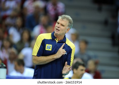 CRACOW, POLAND - JUNE 20, 2015: FIVB World League Volleyball O/p Rezende Bernardo Brasilian Coach 