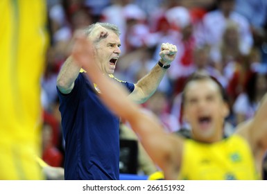 CRACOW, POLAND - JUNE 20, 2015: FIVB World League Volleyball O/p Rezende Bernardo Brasilian Coach 