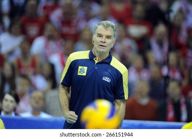 CRACOW, POLAND - JUNE 20, 2015: FIVB World League Volleyball O/p Rezende Bernardo Brasilian Coach 