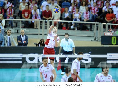 CRACOW, POLAND - JUNE 20, 2015: FIVB World League Volleyball O/p Piotr Nowakowski  