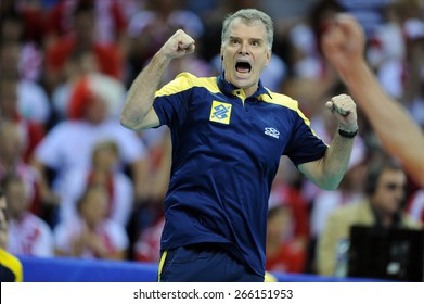 CRACOW, POLAND - JUNE 20, 2015: FIVB World League Volleyball O/p Rezende Bernardo Brasilian Coach 