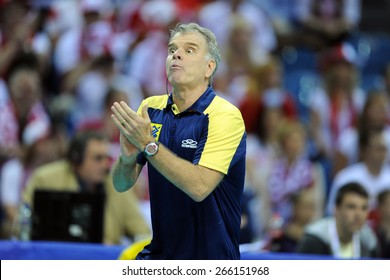 CRACOW, POLAND - JUNE 20, 2015: FIVB World League Volleyball O/p Rezende Bernardo Brasilian Coach 