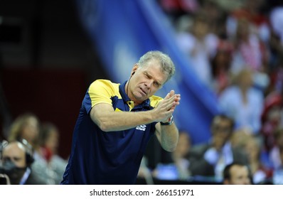 CRACOW, POLAND - JUNE 20, 2015: FIVB World League Volleyball O/p Rezende Bernardo Brasilian Coach 