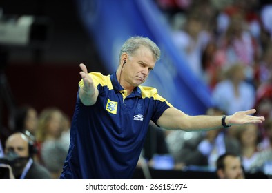 CRACOW, POLAND - JUNE 20, 2015: FIVB World League Volleyball O/p Rezende Bernardo Brasilian Coach 