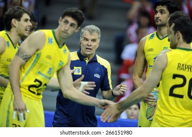 CRACOW, POLAND - JUNE 20, 2015: FIVB World League Volleyball O/p Rezende Bernardo Brasilian Coach 