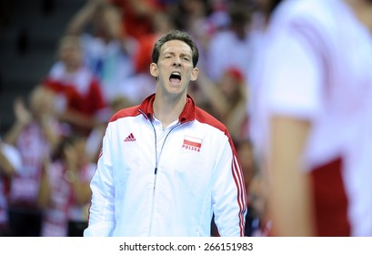 CRACOW, POLAND - JUNE 20, 2015: FIVB World League Volleyball O/p Stephane Antiga Polish Coach 