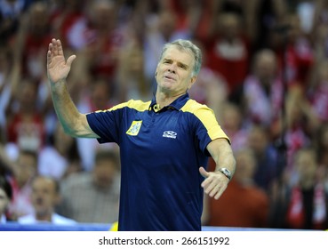 CRACOW, POLAND - JUNE 20, 2015: FIVB World League Volleyball O/p Rezende Bernardo Brasilian Coach 