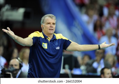 CRACOW, POLAND - JUNE 20, 2015: FIVB World League Volleyball O/p Rezende Bernardo Brasilian Coach 