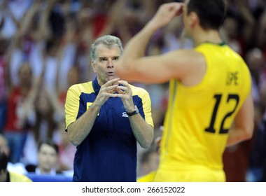 CRACOW, POLAND - JUNE 20, 2015: FIVB World League Volleyball O/p Rezende Bernardo Brasilian Coach 